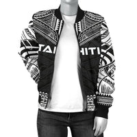 Tahiti Polynesian Chief Women'S Bomber Jacket - Black Version - Polynesian Pride