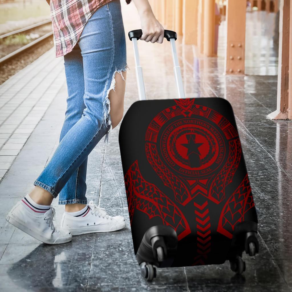 Northern Mariana Islands Luggage Cover - Micronesian Tribal Red - Polynesian Pride