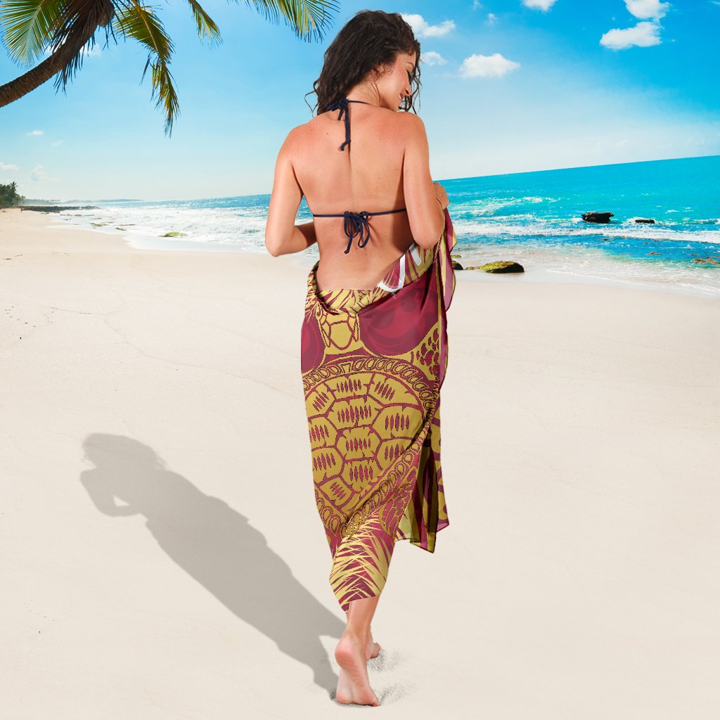 Hawaii Turtle Gold Tropical Leaves Polynesian Sarong - Royal Style - AH - Polynesian Pride