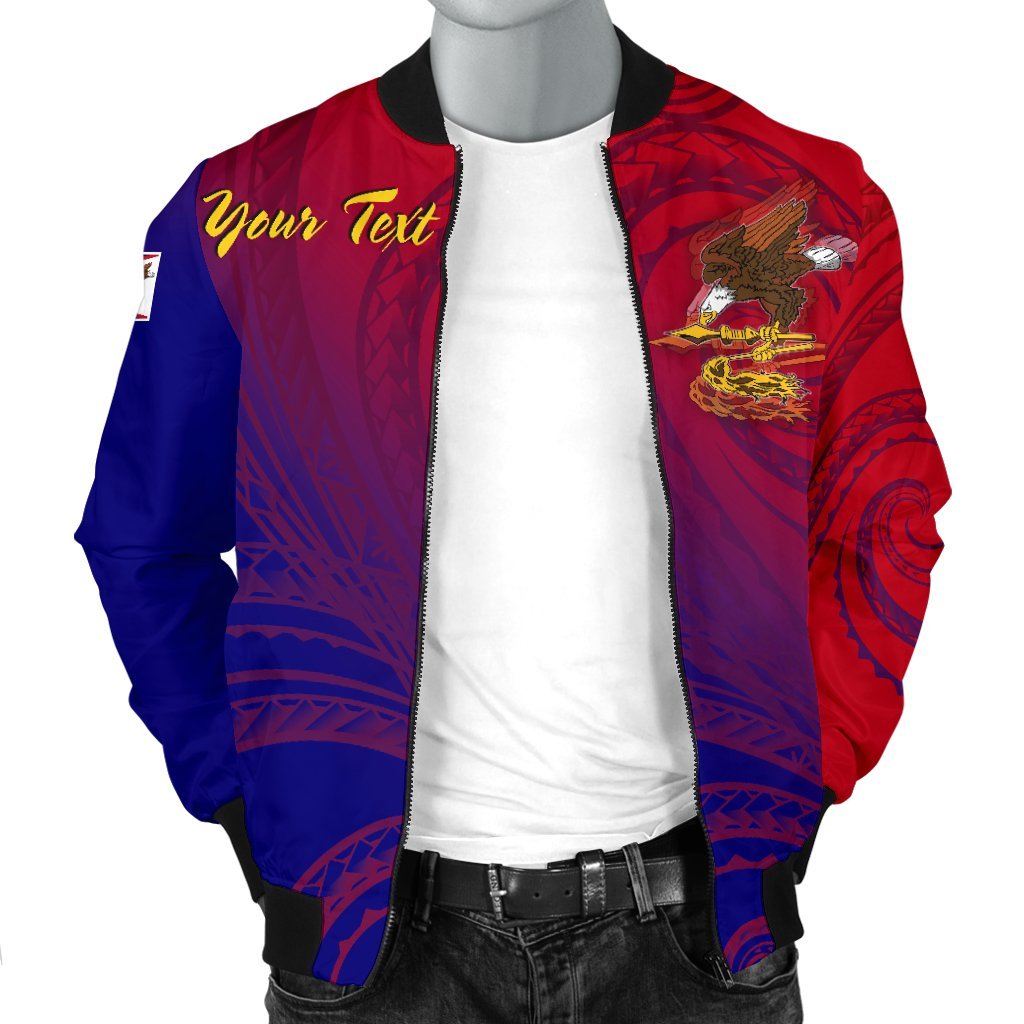 American Samoa Polynesian Custom Personalised Personalized Men's Bomber Jacket - Bald Eagle (Blue - Red) - Polynesian Pride