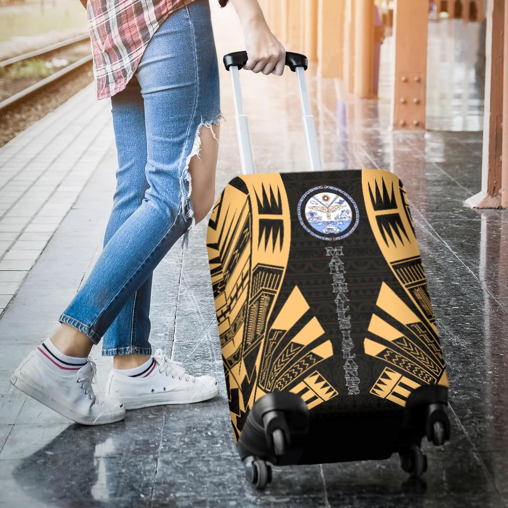 Marshall Islands Luggage Cover - Polynesian Tattoo Gold - Polynesian Pride