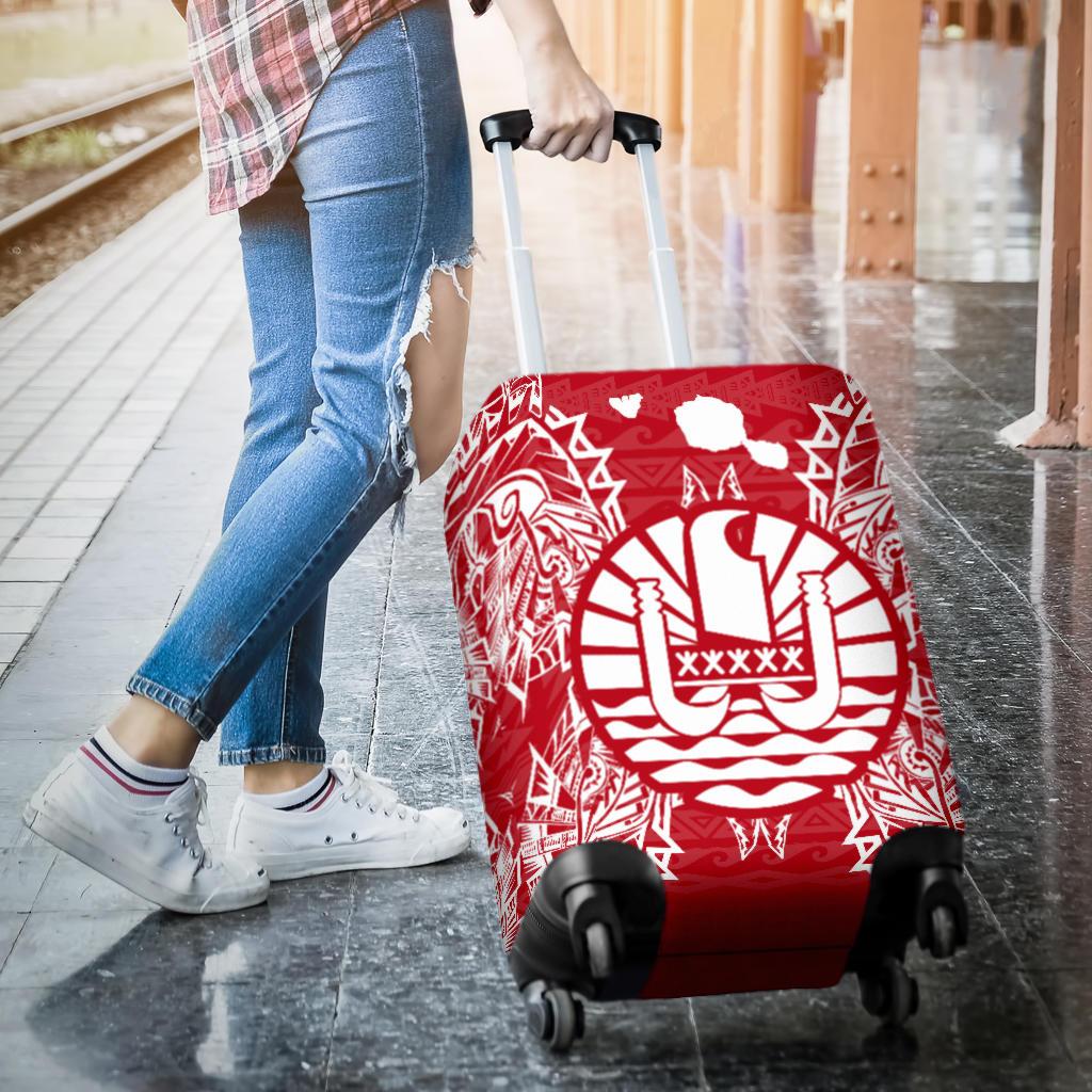 French Polynesia Polynesian Luggage Covers Map Red White - Polynesian Pride