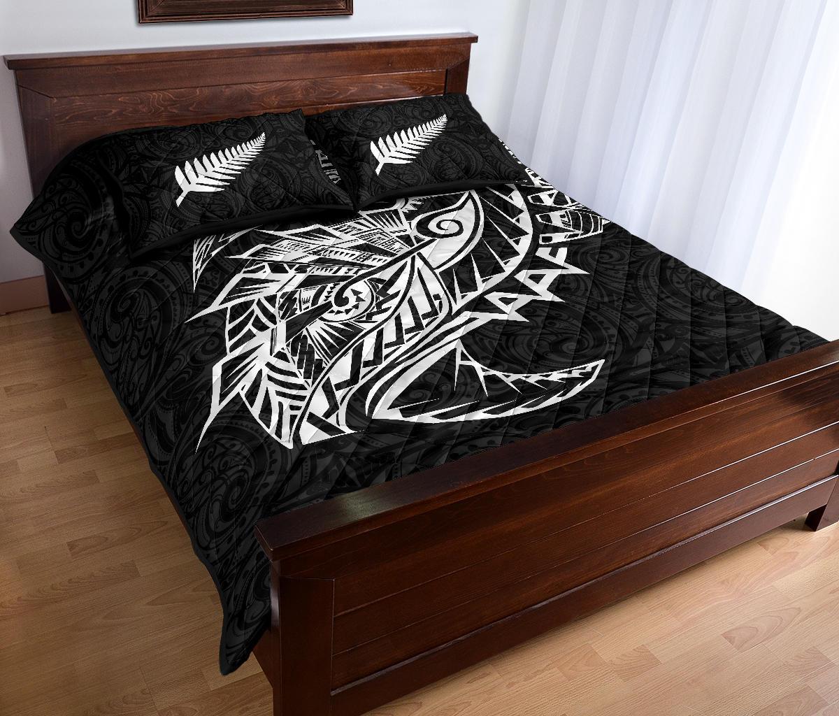 Maori Tattoo Quilt Bed Set Polynesian Style Black - Polynesian Pride