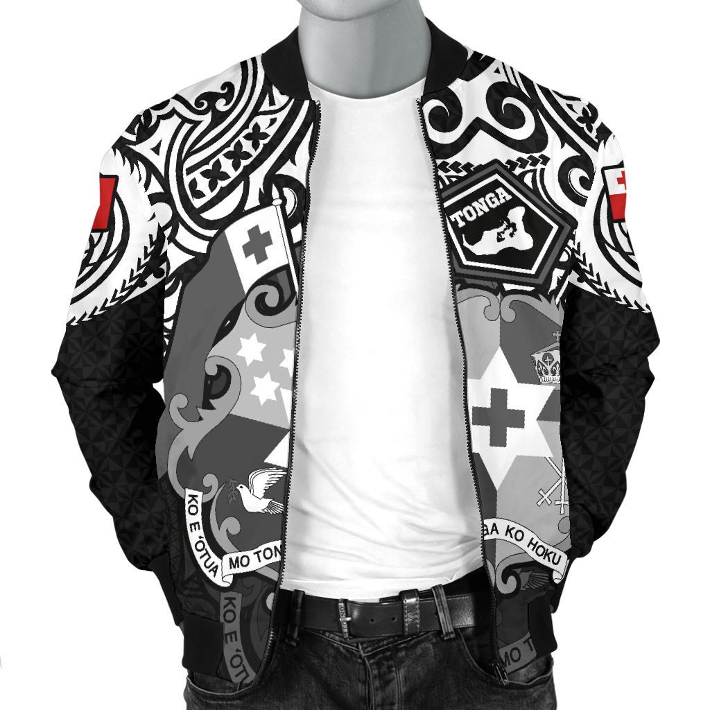Tonga Polynesian Bomber Jacket (Men) - Tongan Pride (White) - Polynesian Pride