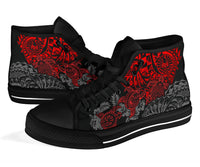 Tahiti Polynesian High Top Shoes - Red Turtle Hibiscus Flowing - Polynesian Pride
