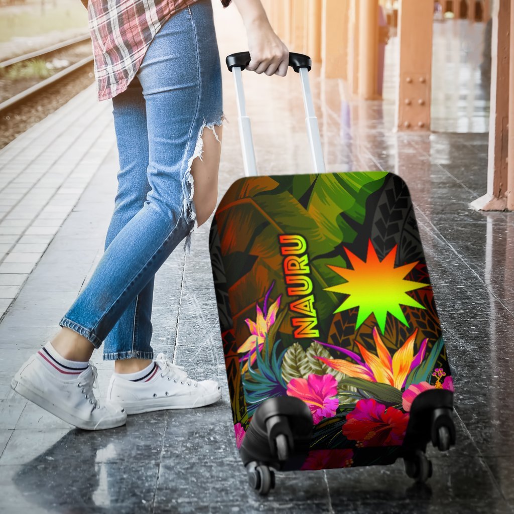 Nauru Polynesian Luggage Covers - Hibiscus and Banana Leaves - Polynesian Pride