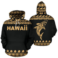 Hawaii All Over Hoodie Polynesian Shark Hoodie Unisex White - Polynesian Pride