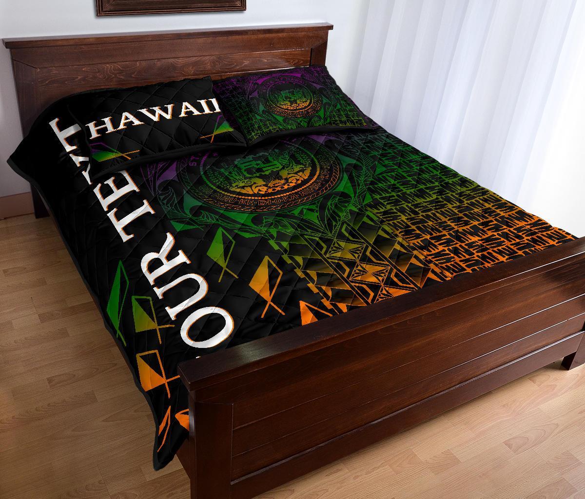 Hawaii Custom Personalised Quilt Bed Set - Hawaii Seal Rocket Style - Polynesian Pride