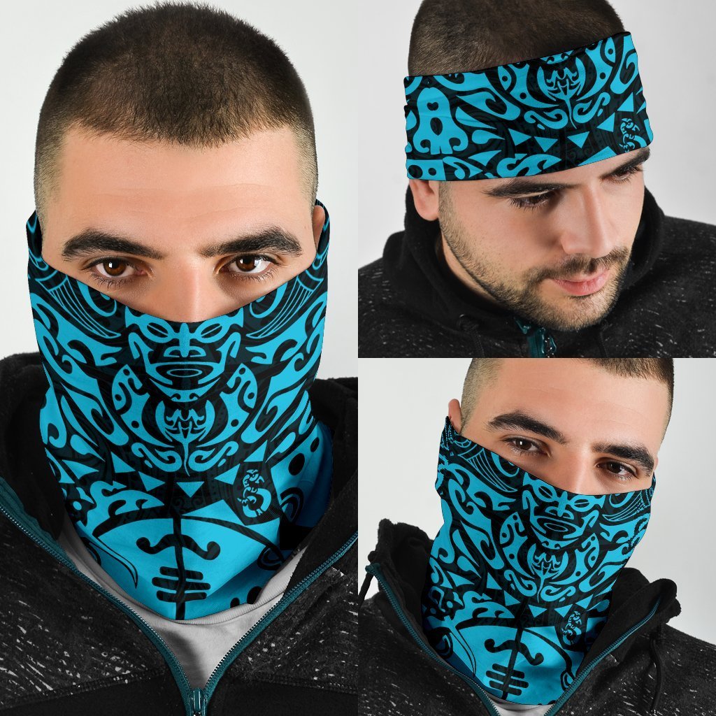 New Zealand Maori Tangaroa Tattoo Bandana - Blue - Polynesian Pride