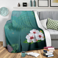 White Hibiscus Premium Blanket - Polynesian Pride