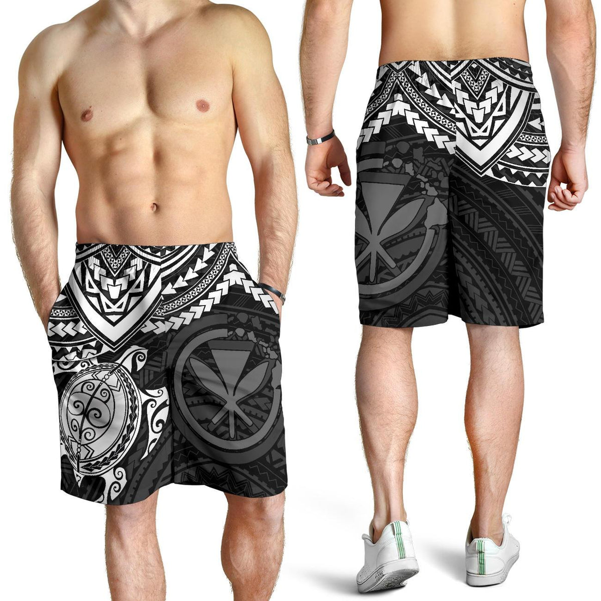 Polynesian Hawaii Short (Men) - White Turtle - Polynesian Pride