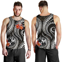 Tonga Polynesian Men Tank Top - White Plumeria - Polynesian Pride