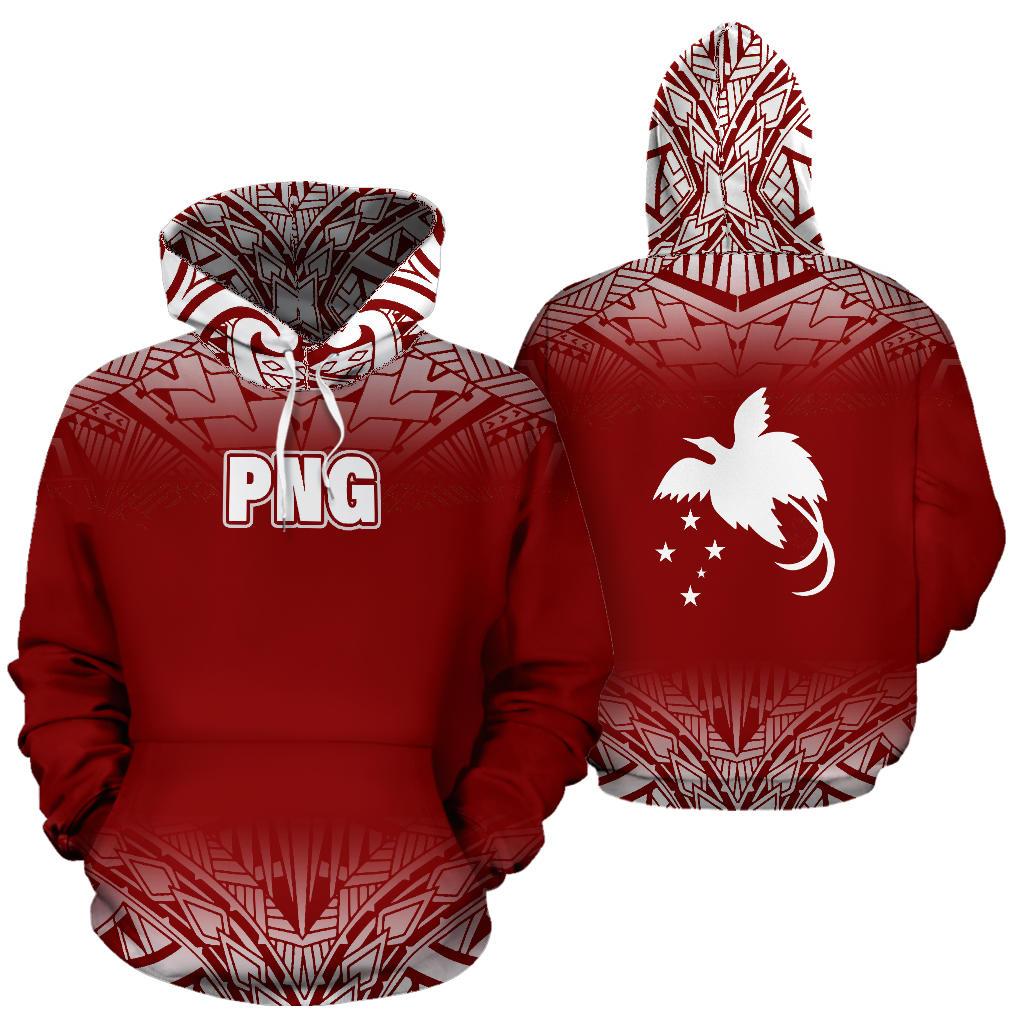 Papua New Guinea All Over Hoodie Fog Red Unisex Red - Polynesian Pride