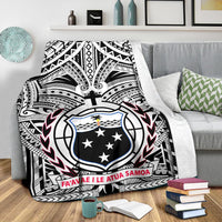 Samoa Premium Blanket - Samoa Coat Of Arm, Polynesian Tattoo White And Black - Polynesian Pride