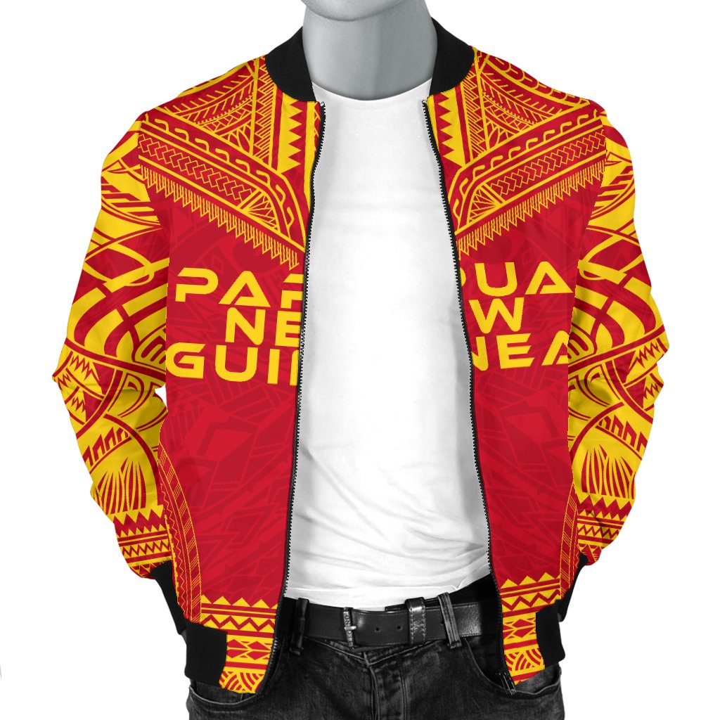 Papua New Guinea Flag Polynesian Chief Men's Bomber Jacket - Polynesian Pride