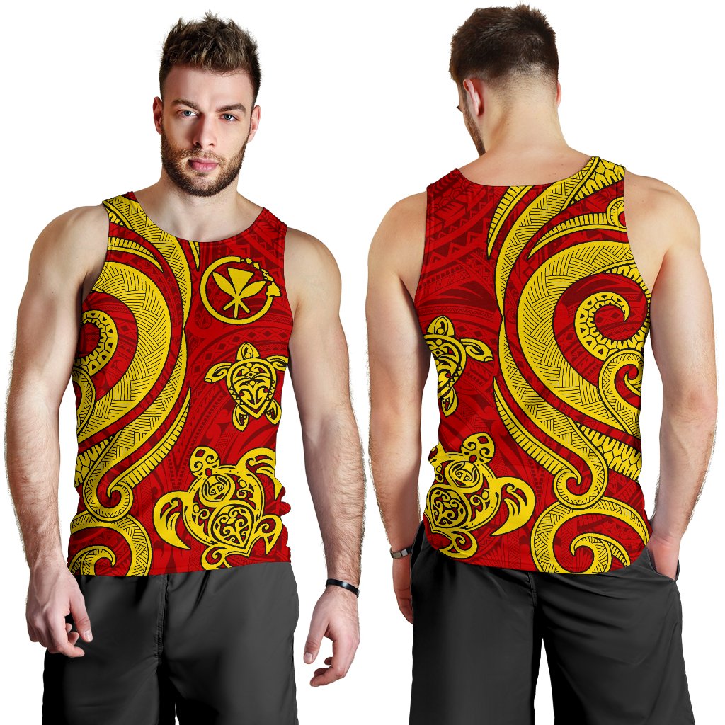Polynesian Hawaii (Kanaka Maoli) Men Tank Top - Red Tentacle Turtle Red Yellow - Polynesian Pride