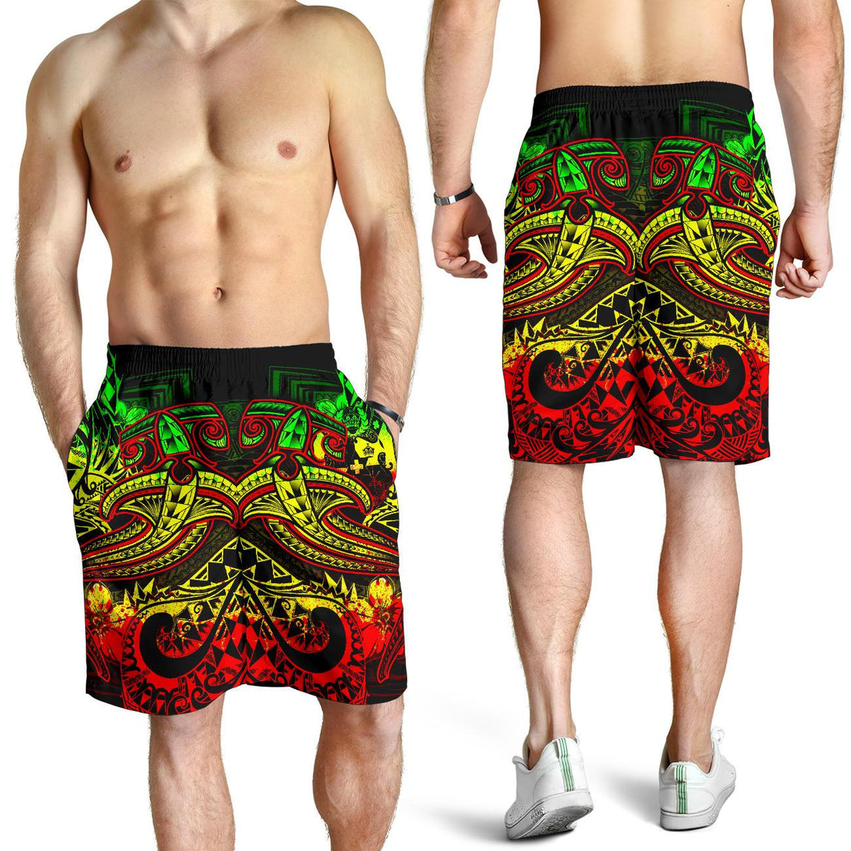 Tonga Men's Shorts - Reggae Shark Polynesian Tattoo - Polynesian Pride