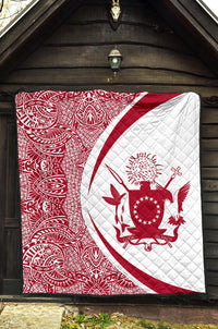 Cook Islands Coat Of Arms Polynesian Premium Quilt - Circle Style - 07 - Polynesian Pride