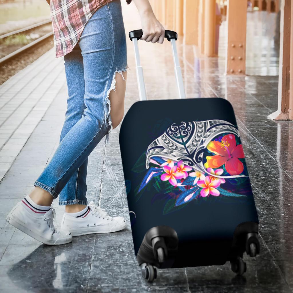 Polynesian Luggage Covers - Manta Ray And Hibiscus - Polynesian Pride