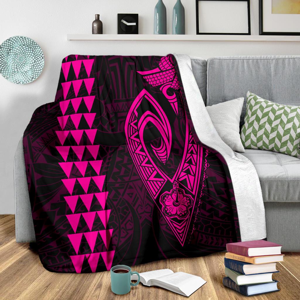Hawaii Kakau Makau Fish Hook Polynesian Premium Blanket - Pink - Polynesian Pride