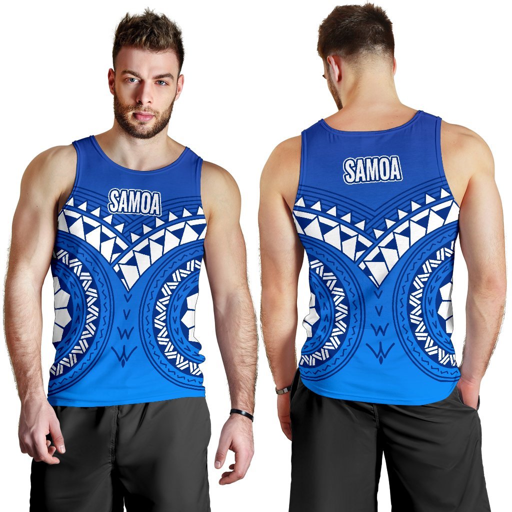 Samoa Polynesian Tribal Pattern Men's Tank Top Blue - Polynesian Pride