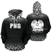 Papua New Guinea All Over Hoodie Fog Black Style Unisex Black - Polynesian Pride
