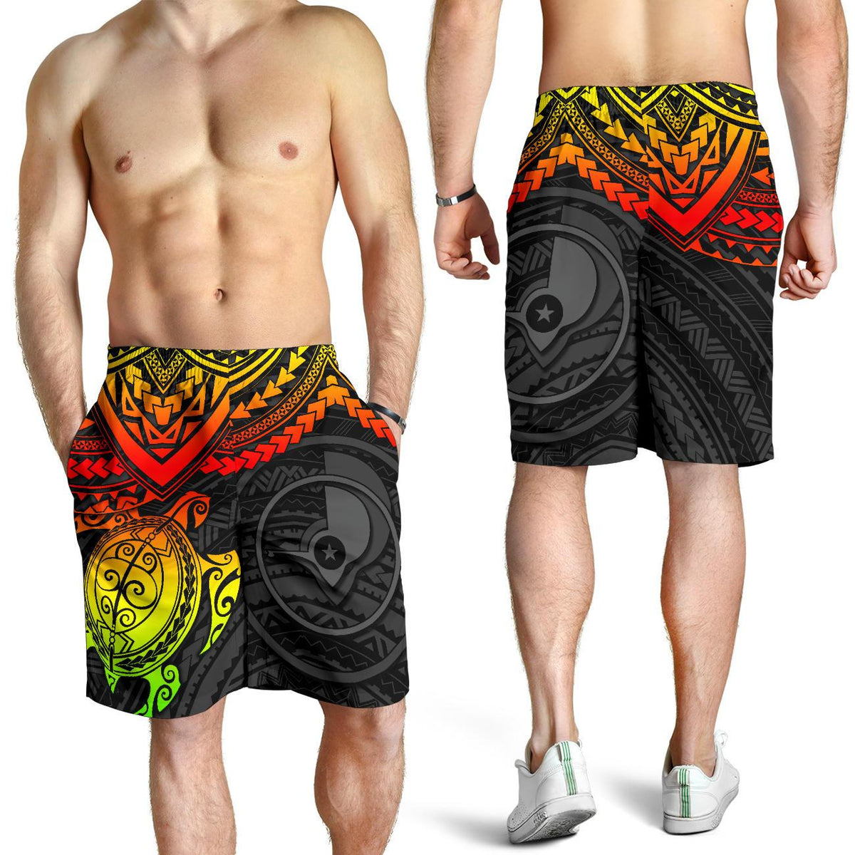 Yap Polynesian Shorts (Men) - Reggae Turtle - Polynesian Pride
