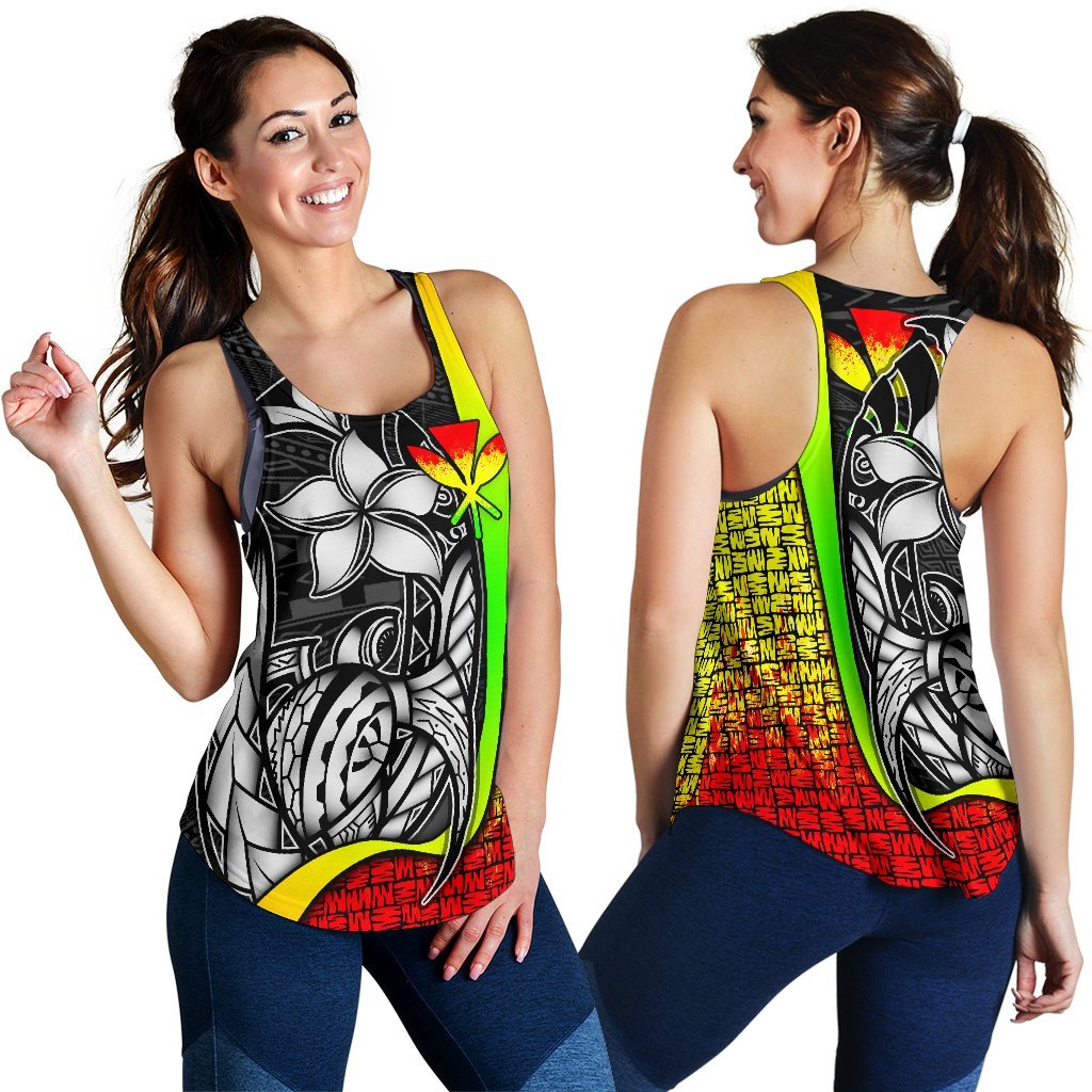 Polynesian Hawaii Women Racerback Tank Reggae - Turtle with Hook Art - Polynesian Pride