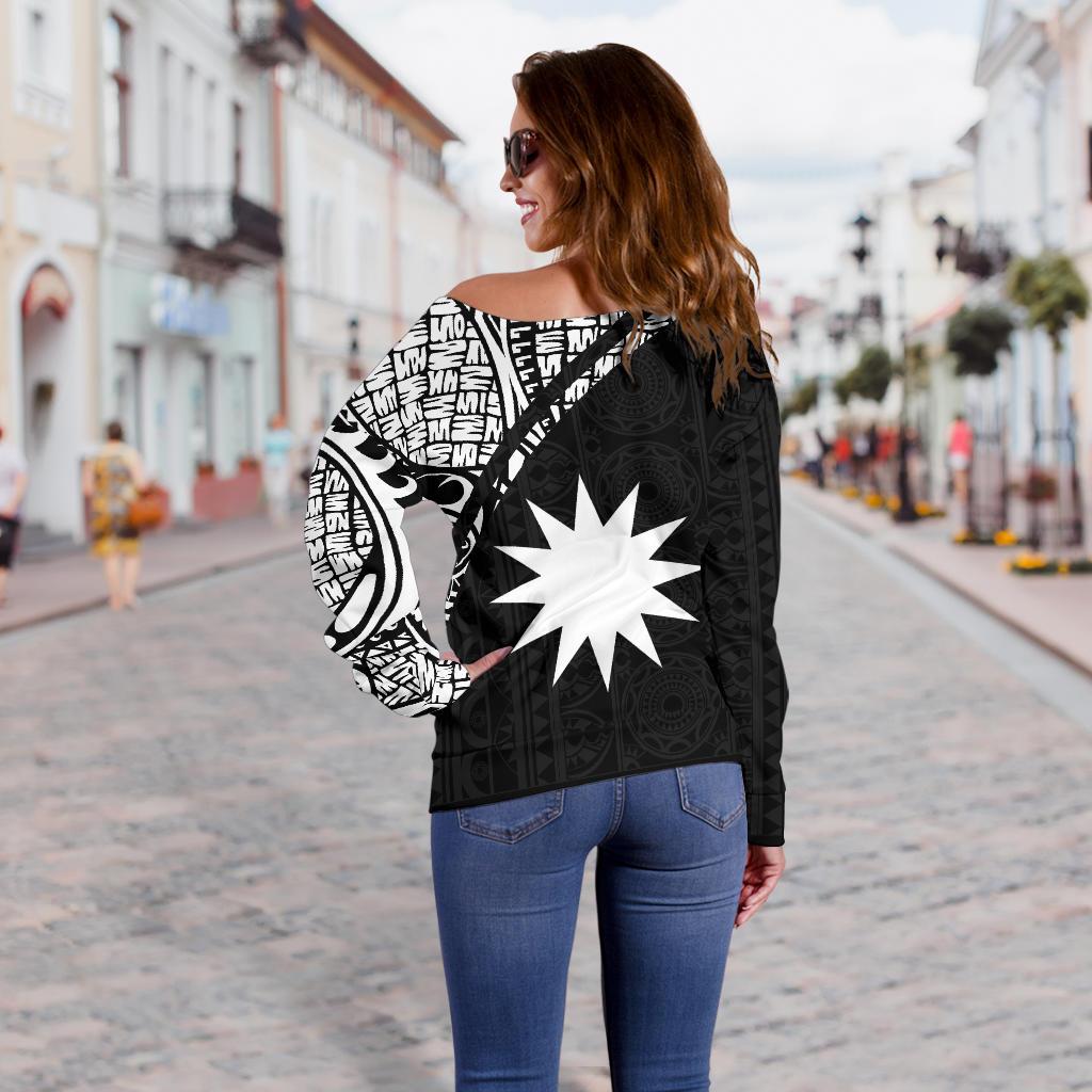 Nauru Custom Personalised Women's Off Shoulder Sweater - Curve Style - Polynesian Pride