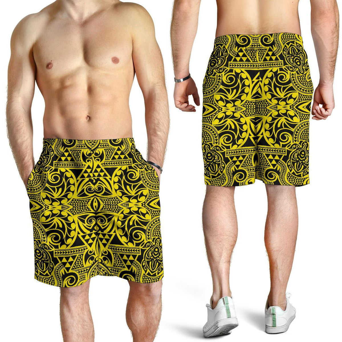 Polynesian Kakau Turtle Yellow Men's Short - Polynesian Pride