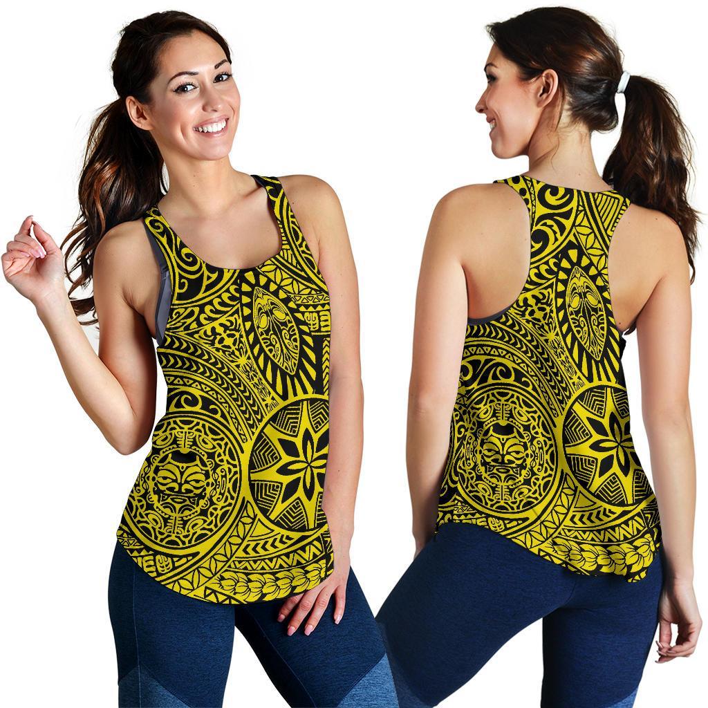Polynesian Hawaiian Style Tribal Tattoo Yellow Women's Racerback Tank Top - Polynesian Pride