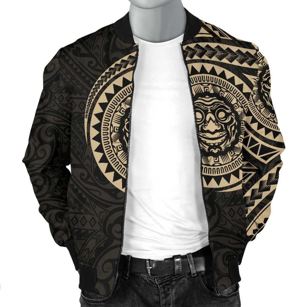 Polynesian Face Tattoo Style Men's Bomber Jacket - Polynesian Pride