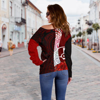 Yap Micronesia Custom Personalised Women's Off Shoulder Sweater - Coat Of Arm With Hibiscus - Polynesian Pride