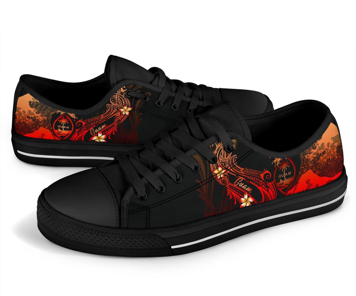 Guam Polynesian Low Top Shoe - Plumeria Flowers And Waves - Polynesian Pride