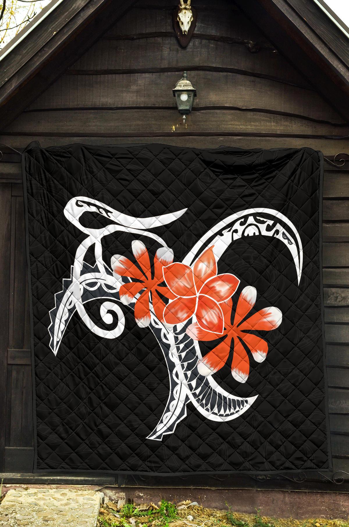 Plumeria Polynesia Orange Premium Quilt - Polynesian Pride