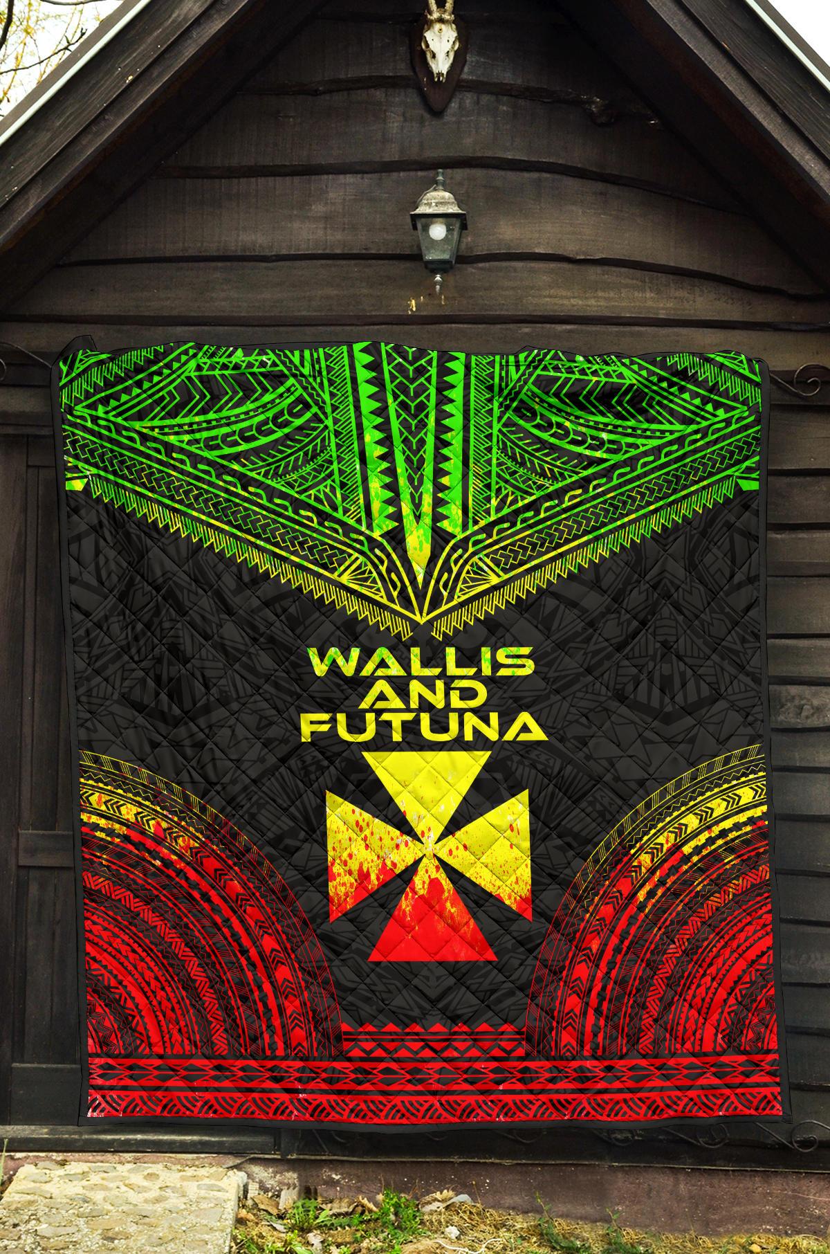 Wallis And Futuna Premium Quilt - Wallis And Futuna Coat Of Arms Polynesian Chief Reggae Version - Polynesian Pride
