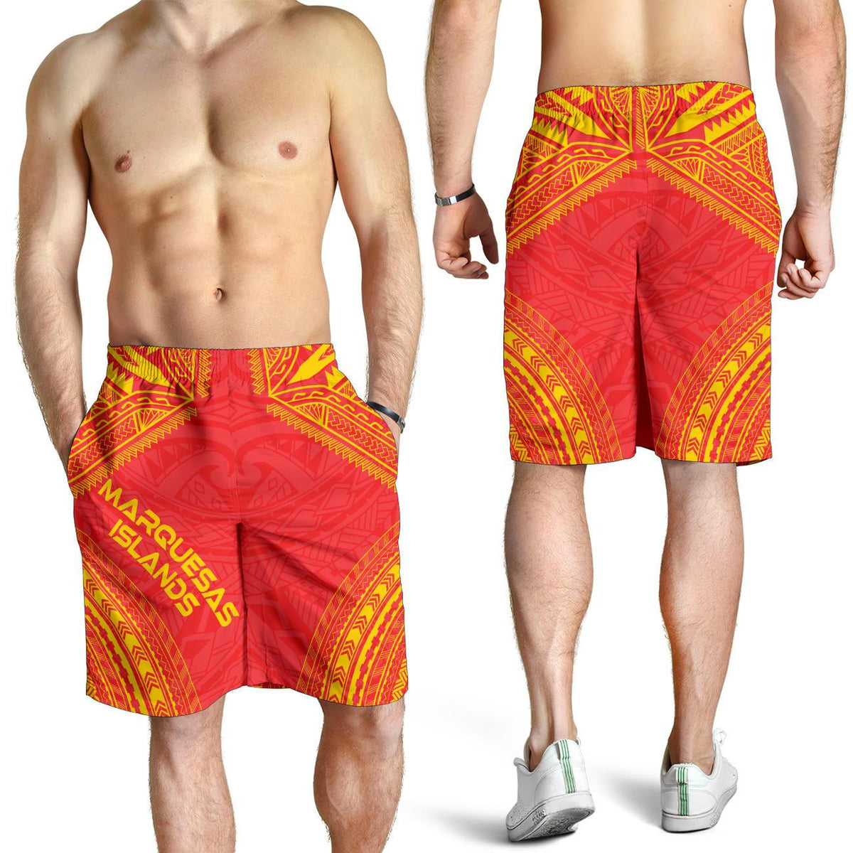 Marquesas Islands Men's Shorts - Polynesian Chief Flag Version - Polynesian Pride