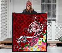 FSM Premium Quilt - Turtle Plumeria (RED) - Polynesian Pride