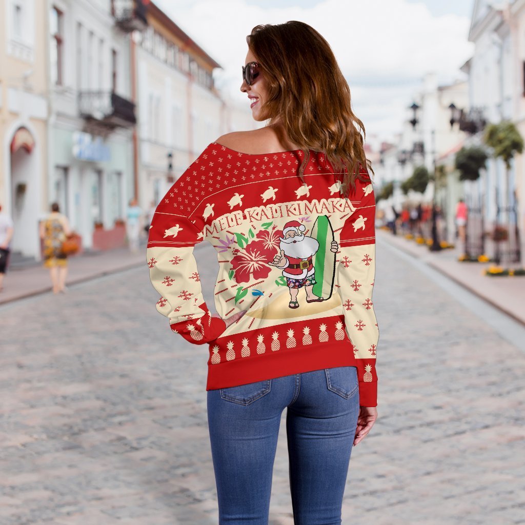 Hawaiian Christmas Off Shoulder Sweater K5 - Polynesian Pride