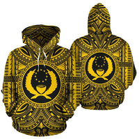 Pohnpei ll Over Hoodie Pohnpei Coat of rms Polynesian Gold Black - Polynesian Pride