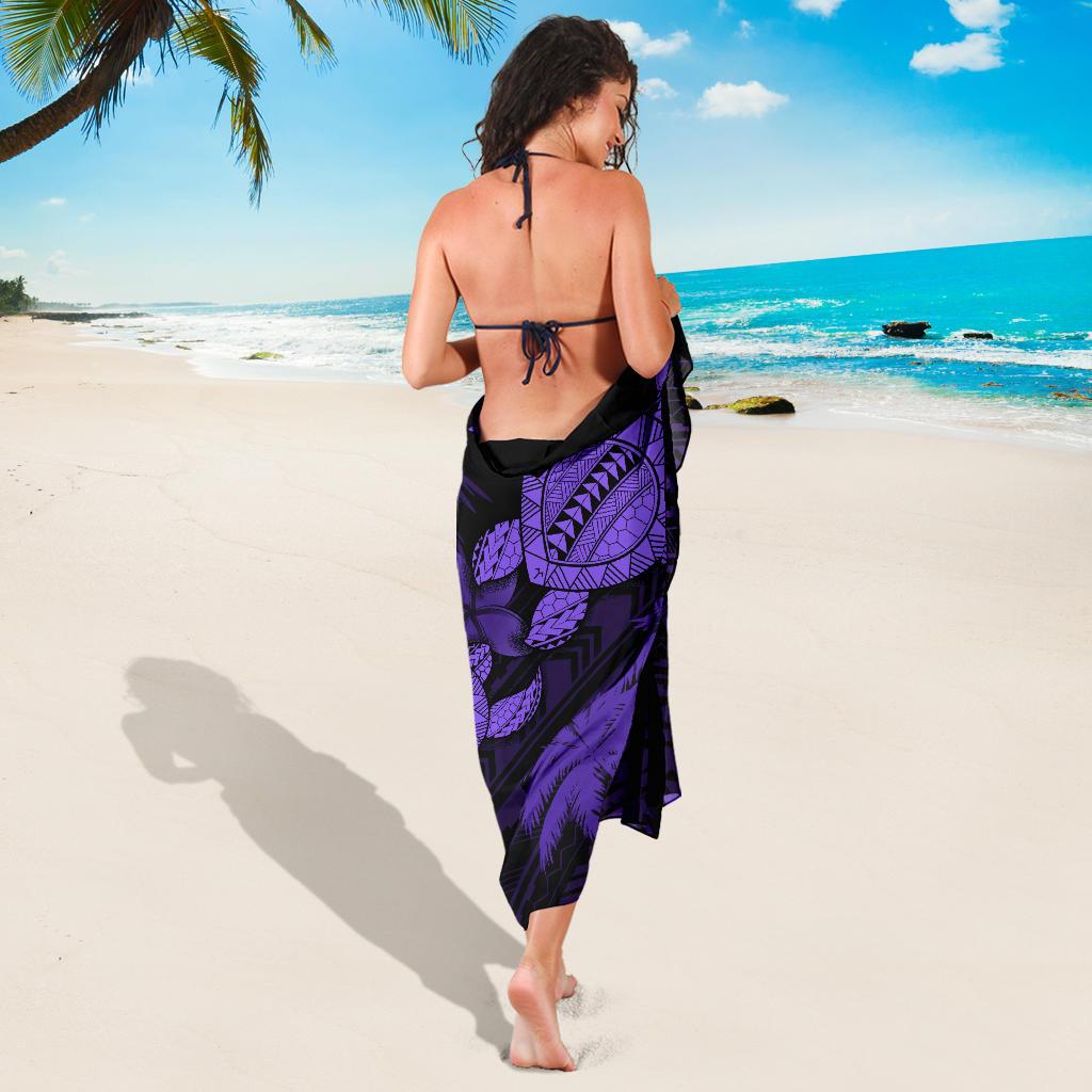 Hawaii Turtle Plumeria Coconut Tree Polynesian Sarong - Purple - Polynesian Pride