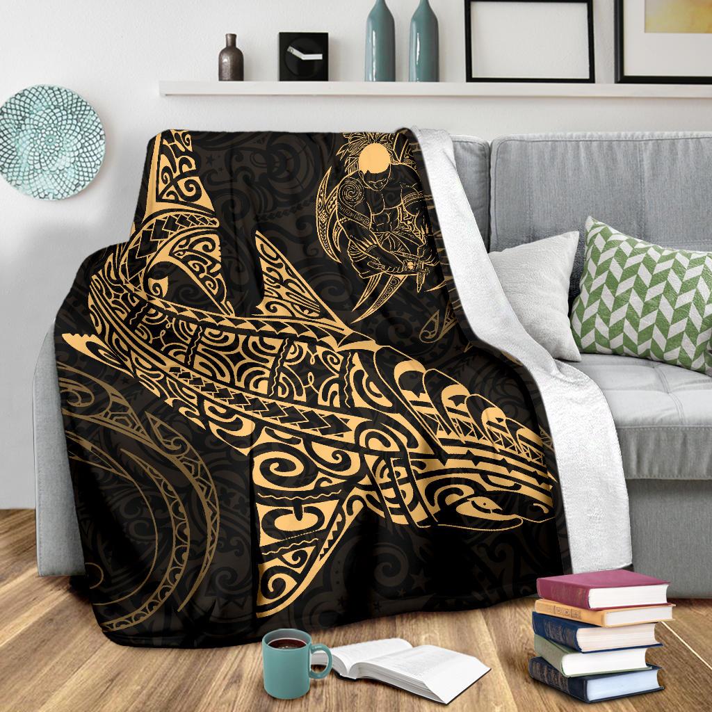 Shark Polynesian Blanket - Polynesian Tattoo Gold - Polynesian Pride