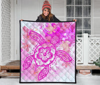 Hawaii Turtle Hibiscus Premium Quilt - Dreamy Style - AH - Polynesian Pride