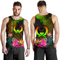 Pohnpei Polynesian Personalised Men's Tank Top - Hibiscus and Banana Leaves - Polynesian Pride