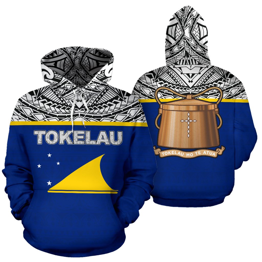 Tokelau All Over Hoodie Polynesian Hoodie Style Unisex White - Polynesian Pride