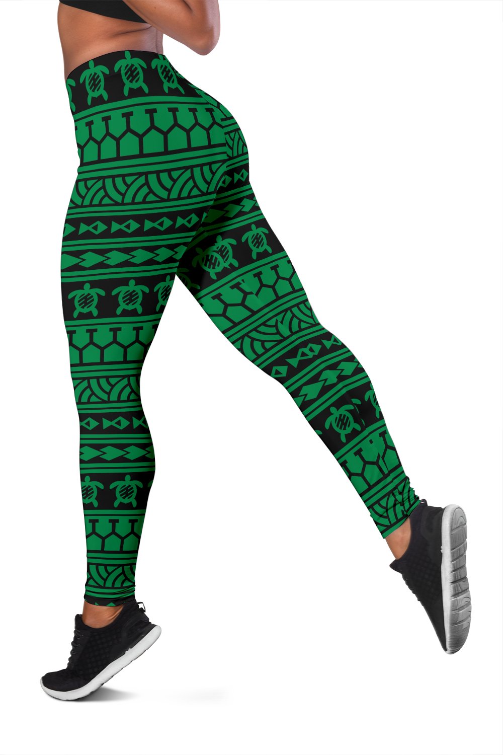 Polynesian Tattoo Tribal Green Hawaii Women's Leggings AH - Polynesian Pride