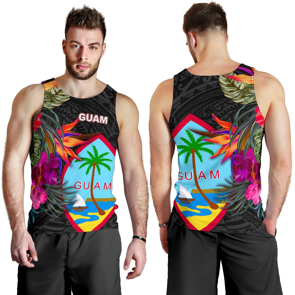 Guam Men's Tank Top - Hibiscus Polynesian Pattern - Polynesian Pride