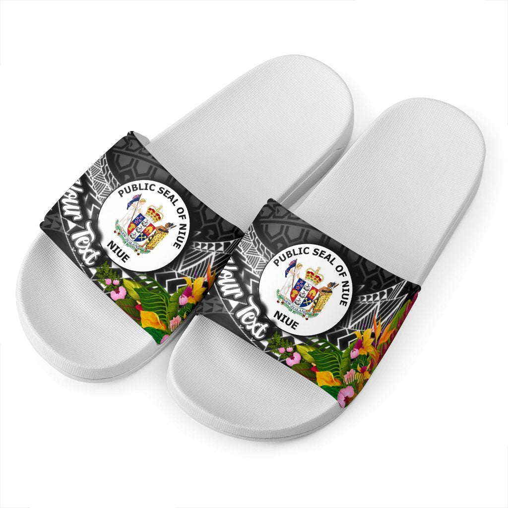 Niue Slide Sandals - Custom Personalised Seal Spiral Polynesian Patterns - Polynesian Pride