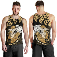 Hawaii Polynesian Aumakua Hammerhead Shark T Shirt Cloud Style Gold - Polynesian Pride