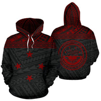 Federated States of Micronesia All Over Hoodie Red Style Unisex Black - Polynesian Pride